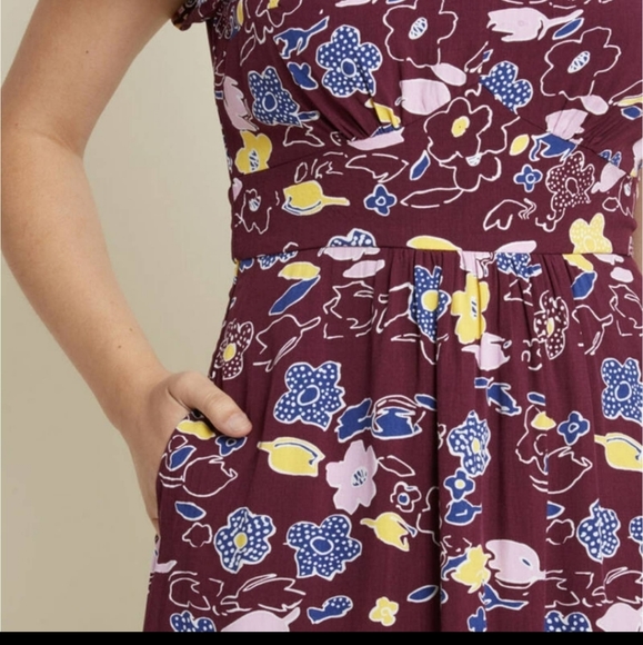 EUC MODCLOTH "GALLERY FLATTERY" HIGH LOW MAXI DRESS 4X - Picture 4 of 5